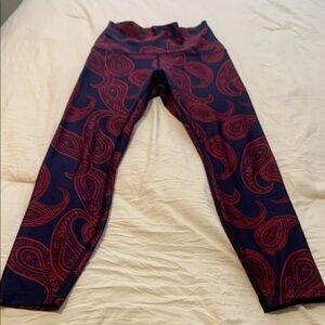 Lorna Jane high-waisted Blue and Red Paisley Pattern Leggings